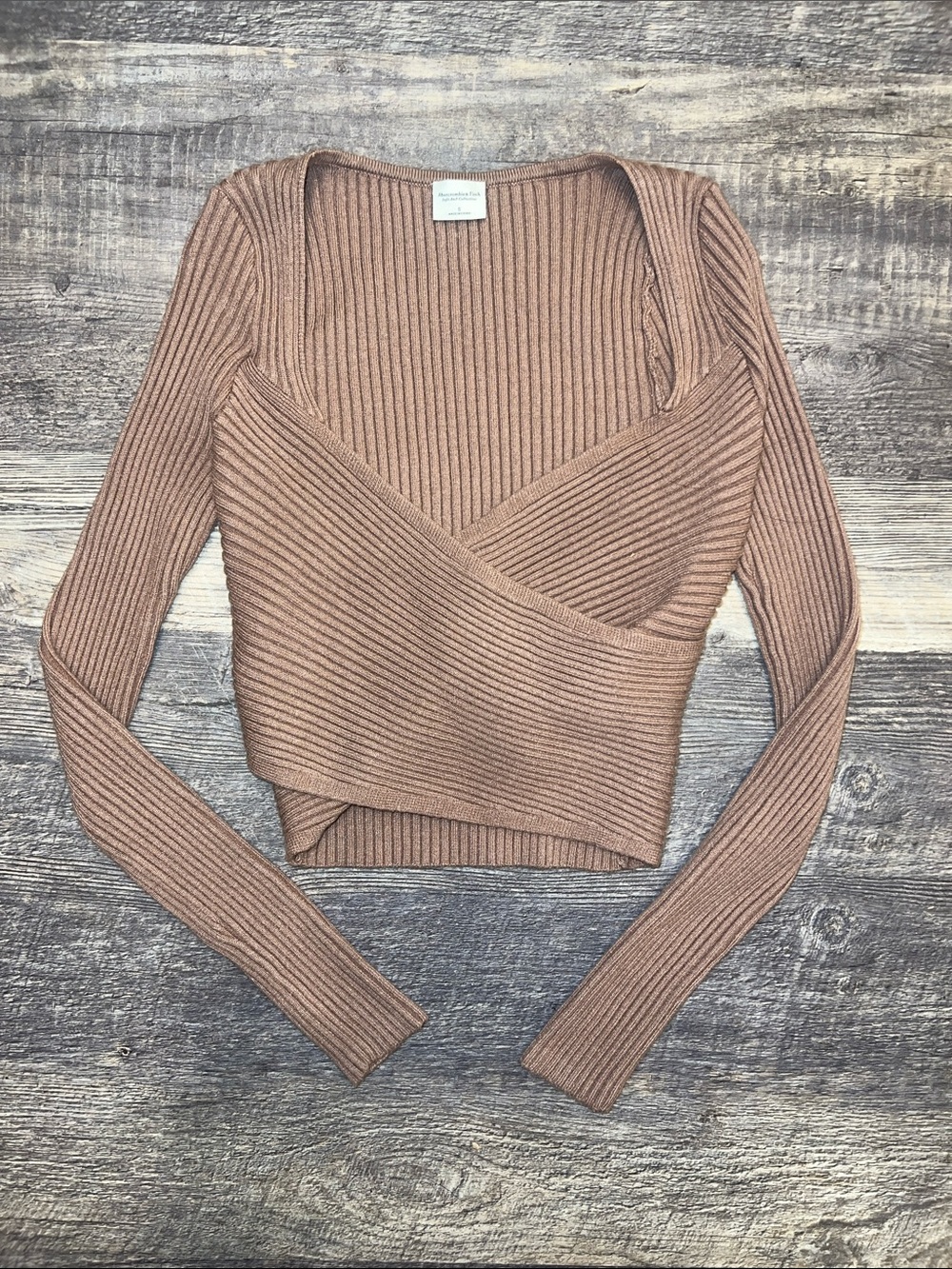 Abercrombie Brown Ribbed Knit Long Sleeve Top Small
